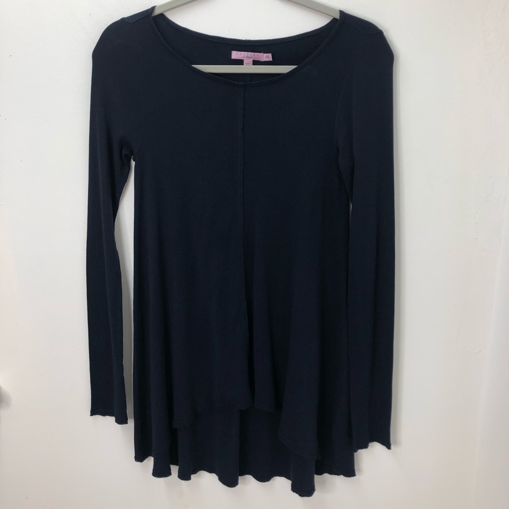 Calypso Navy Blue High Low Tunic Top Size XS